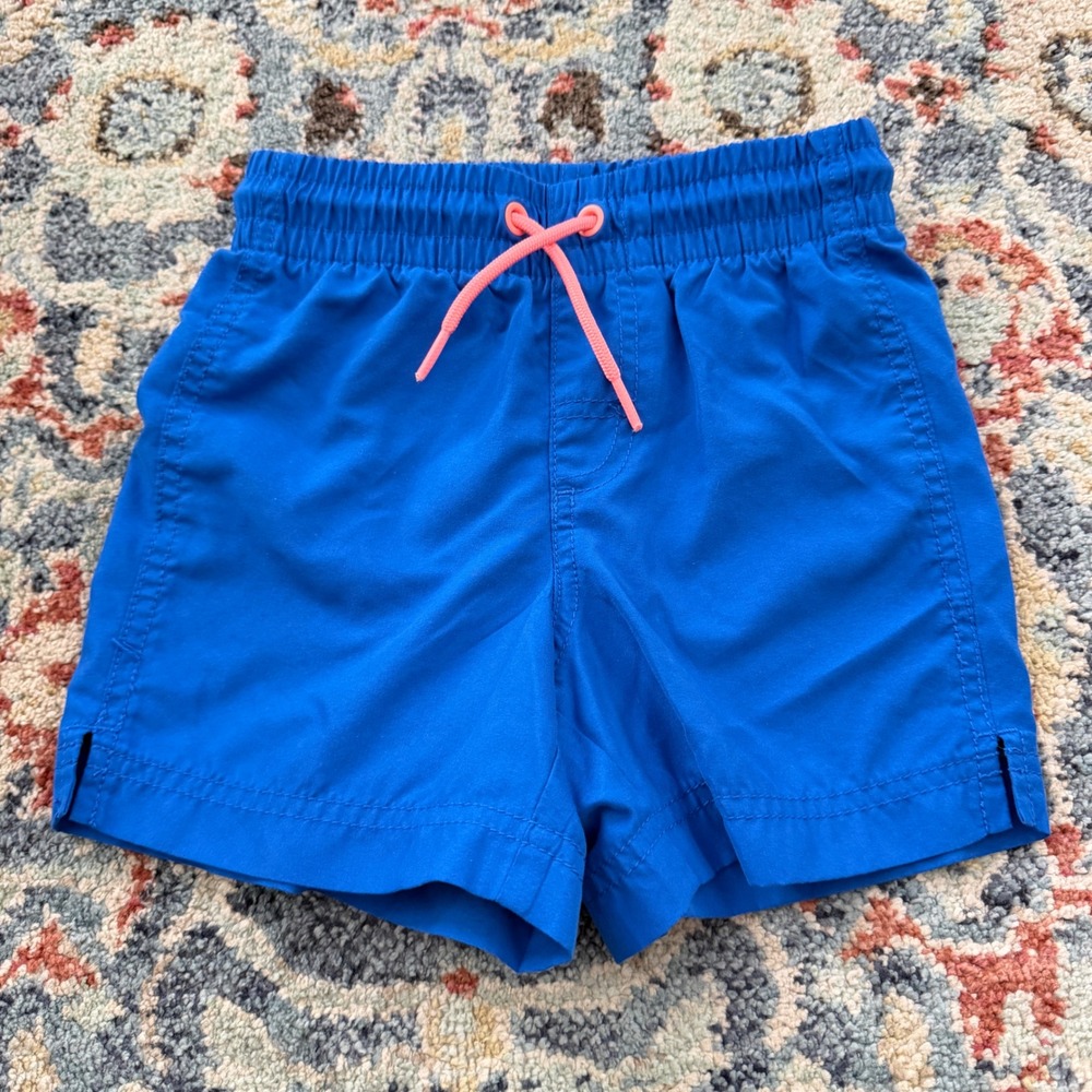 Old Navy Swim Trunks Boys Size 5 Blue Orange Drawstring Beach Summer EUC